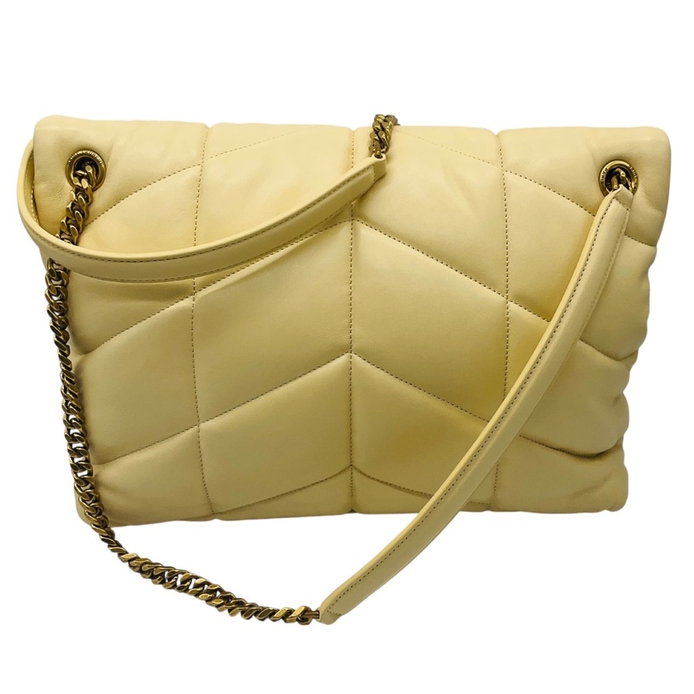 SAINT LAURENT LIGHT YELLOW QUILTED LAMBSKIN LEATHER MEDIUM PUFFER BAG - Picture 3 of 16